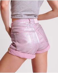ONE TEASPOON - Pink Envy Foil Bandits High Waist Denim Shorts