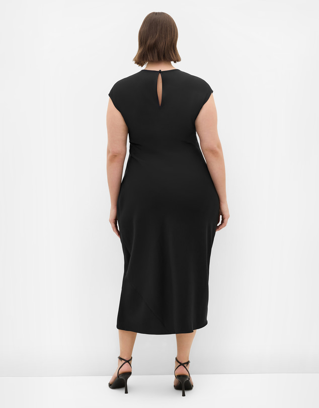 City Chic - Plus size Beatrix Knot Satin Dress - black