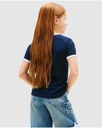 Tommy Hilfiger - Girls Wavy Flag Jersey Ringer T-Shirt - Teens