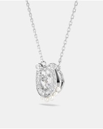 Swarovski - Symbolica pendant, Crystal pearl, Round cut, Pav, Horseshoe, White, Rhodium plated