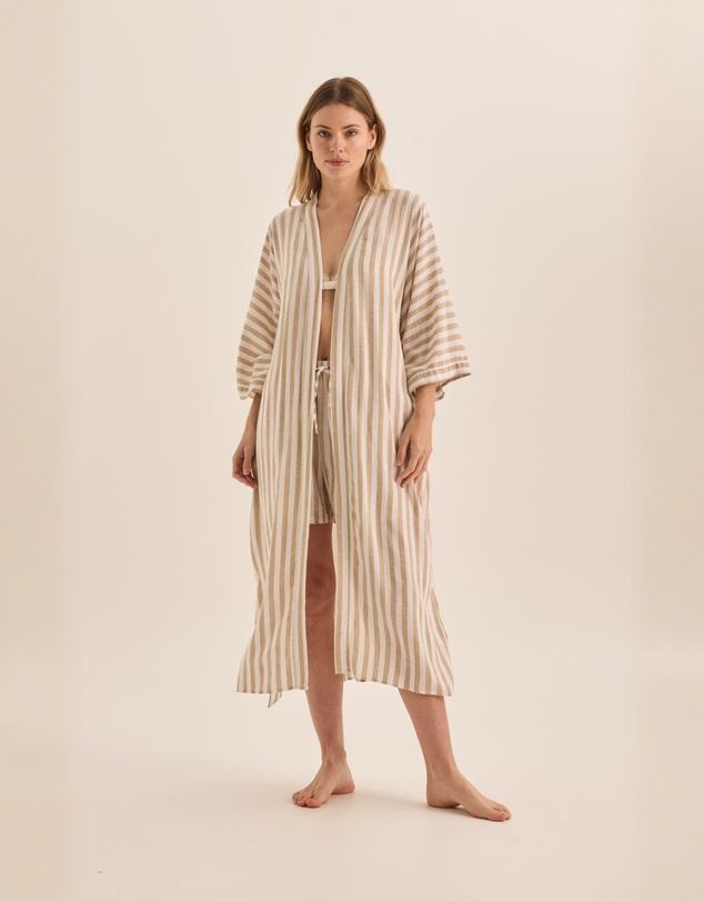 Gingerlilly - Sunny Natural Stripe Linen Robe