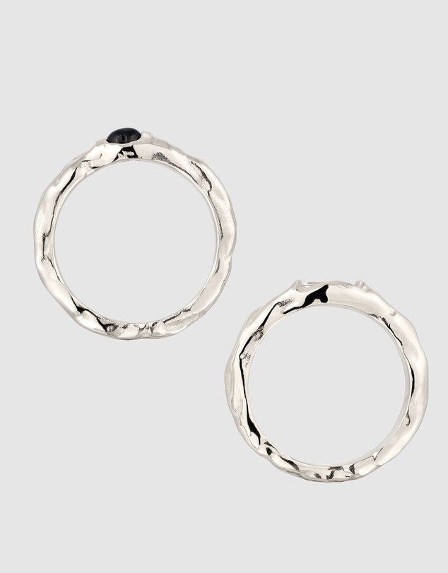 Elli Jewelry - Topaz and Onyx Ring Set in 925 Silver