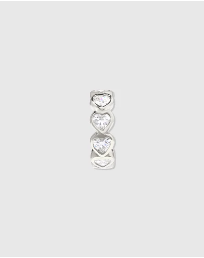 Wanderlust + Co - Heart Bezel Silver 9mm Ear Cuff
