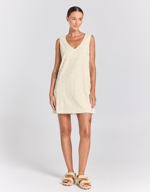 Poolside Paradiso - Mai Tai V Tunic Towelling Dress - Pearl