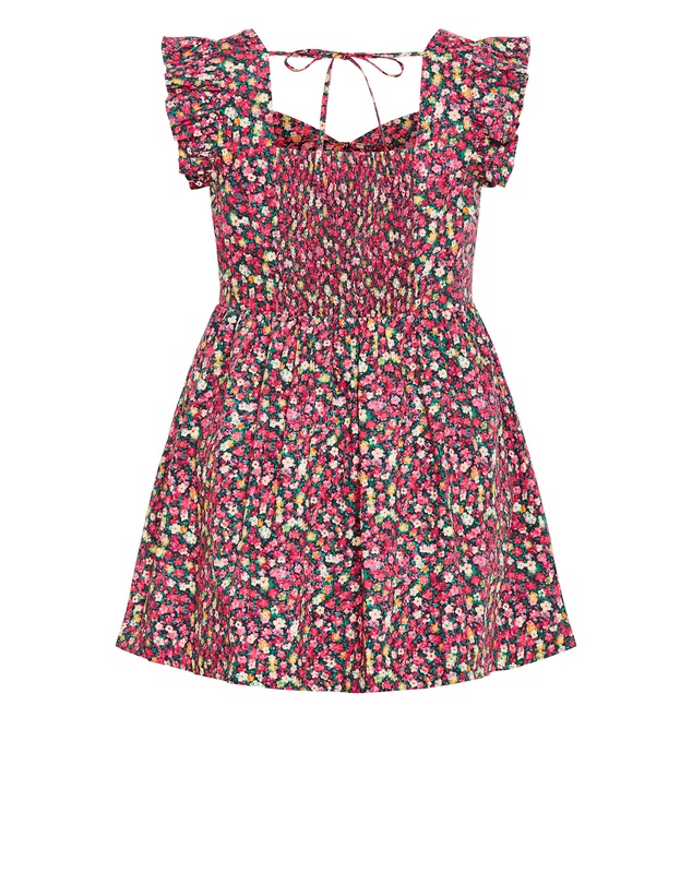 City Chic - Garden Ditsy Print Ruffle Mini Dress