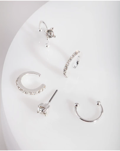 Lovisa - Silver Classic Diamante Ear Stack