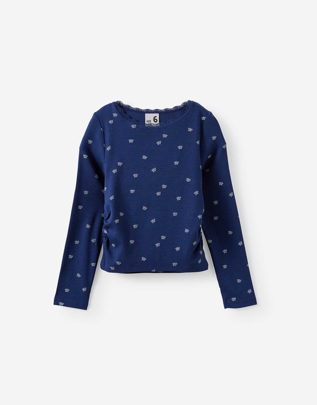 Cotton On Kids - Fitted Long Sleeve Essential Gathered Top