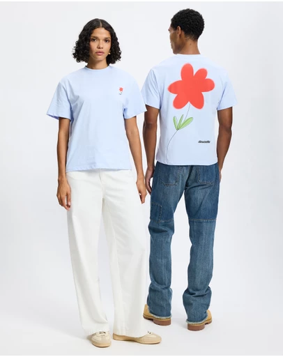 Doucette - Red Flower Trim Tee