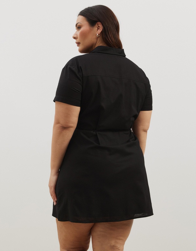 Atmos&Here Curvy - Cara Tie Waist Mini Shirt Dress