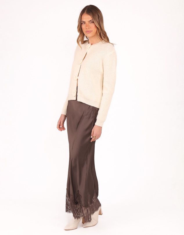 Petal & Pup - Alira Lace Trim Midi Skirt - Brown