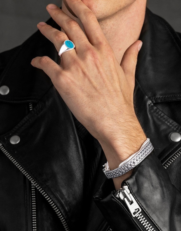 Nialaya Jewellery - Men's Silver Braided Chain Bracelet
