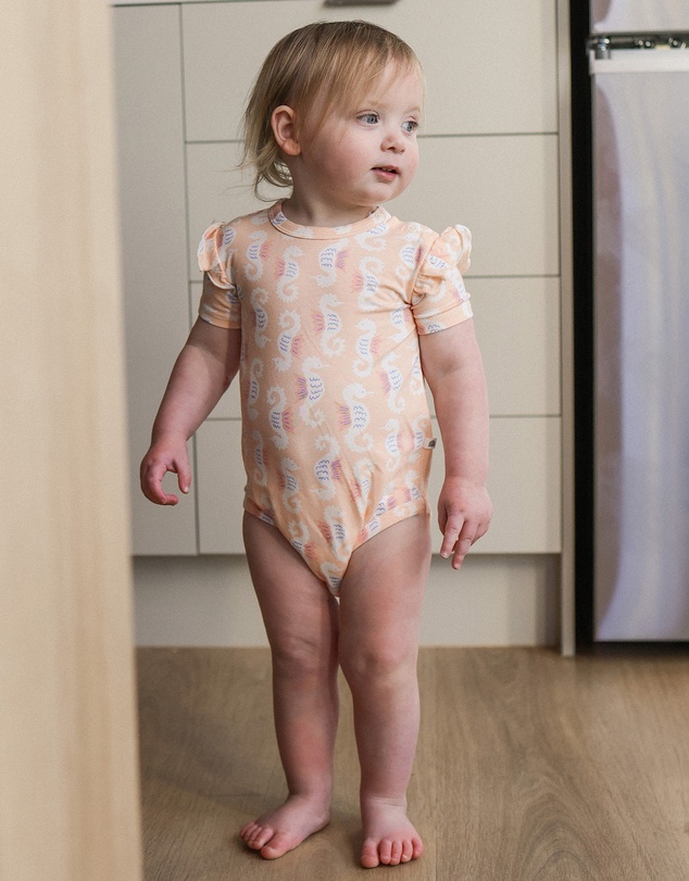 Kynd Baby - Frill Short Sleeve Bodysuit in Seahorse