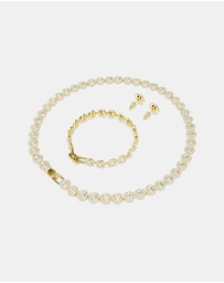 Swarovski - Una Angelic Set, Set 3, Round Cut, White, Gold-tone Plated