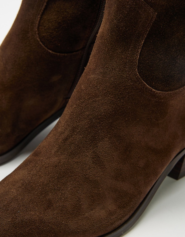 AERE - Rozalia Suede Cowboy Ankle Boots