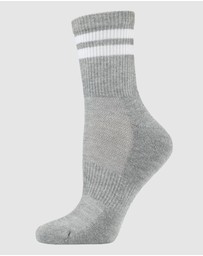 Pussyfoot - 6 Pack Unisex Striped Sport Quarter Crew Socks Bamboo Blend & Arch Support