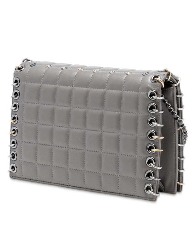 Pre-Loved by Azura Reborn - Pre-Loved Small Lambskin Chocolate Bar CC Piercing Studded Chain Flap