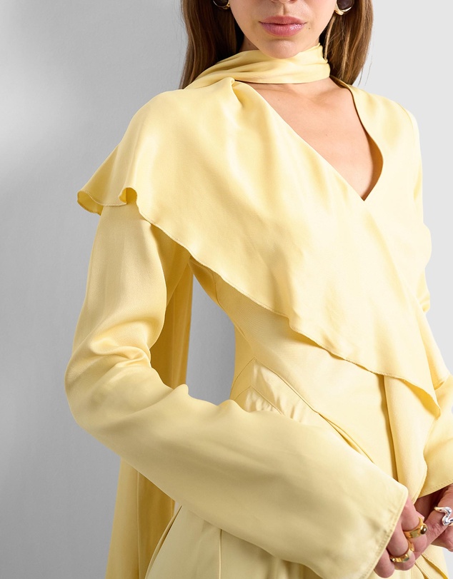 TOPSHOP - LS Ruffle Maxi Dress With Scarf Wrap Detail