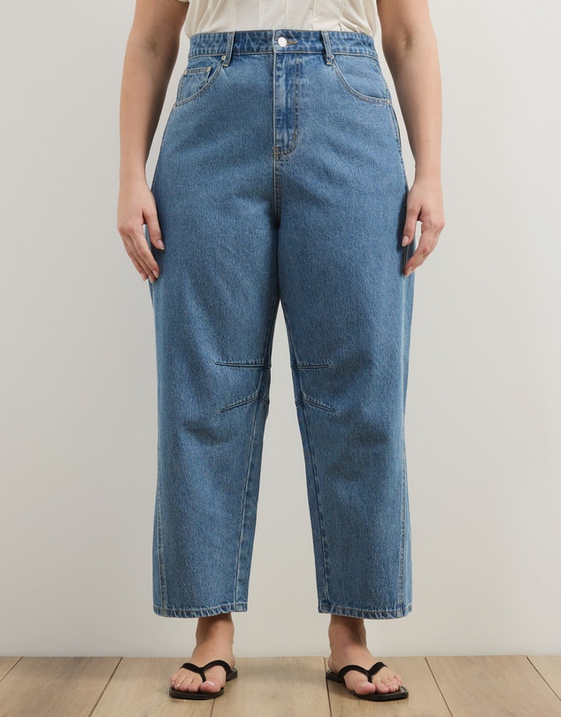 Atmos&Here Curvy - Poppy Cropped Barrel Leg Jeans