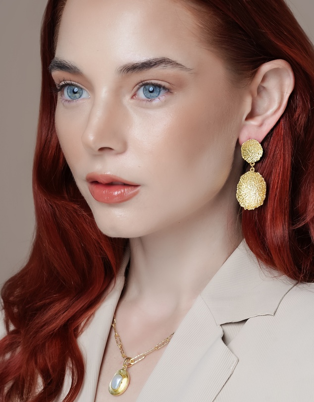 Meshca - Coral Textured Earrings