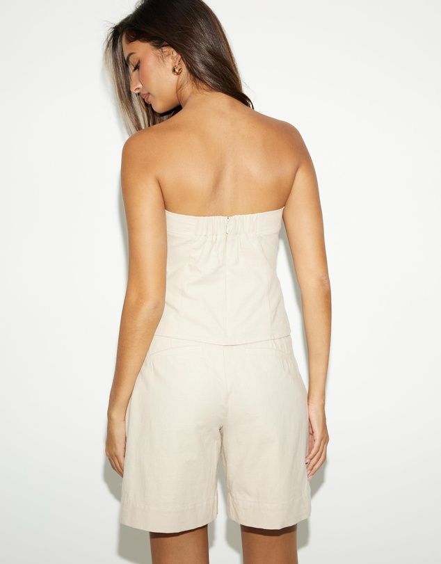 Dazie - Mirage Linen Blend Strapless Top