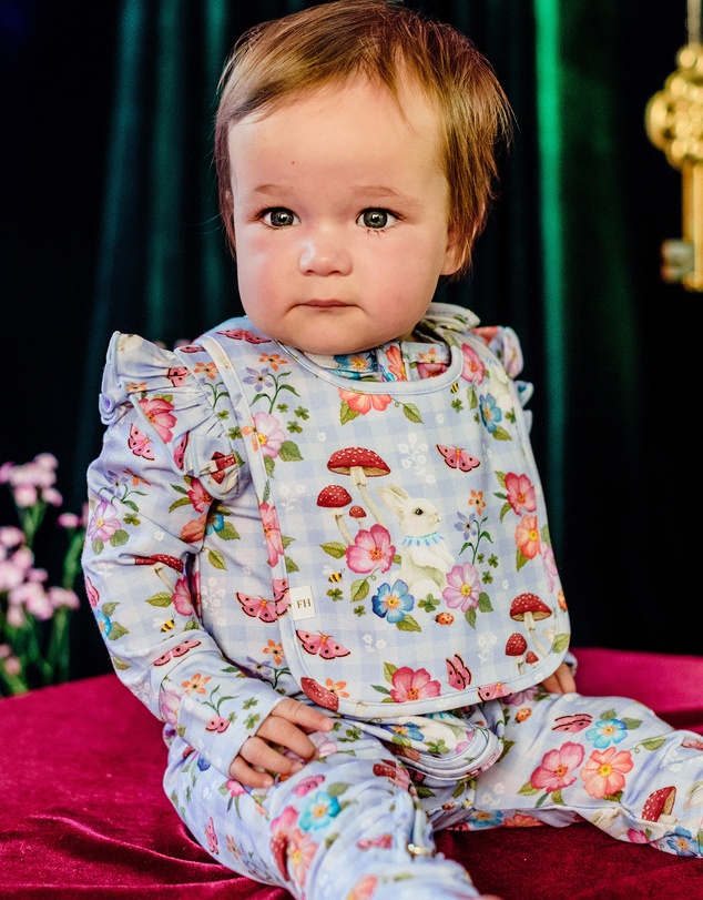 Fleur Harris - 'Bunny Forest' Dandy Duo Bibs in Cornflower