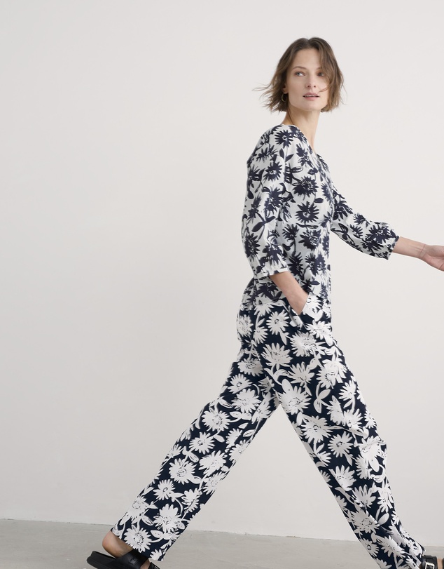 Seasalt - Seasalt Cornwall Navy Streamlet Floral Swing-Shape Top