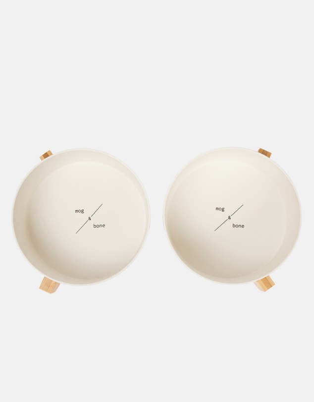Mog & Bone - Double Bamboo Dog Bowl Natural