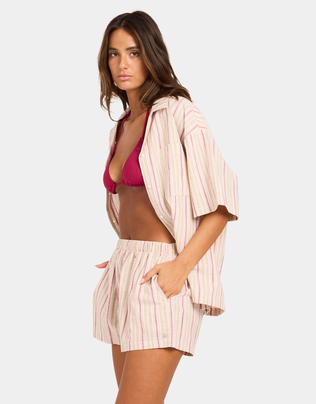 Roxy - Womens Carter Striped Elastic Waist Shorts