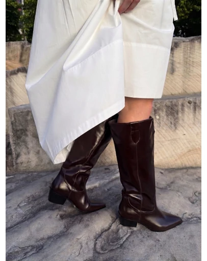 AERE - Rozalia Knee High Leather Cowboy Boots