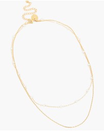 Lovisa - Waterproof Gold Plated Stainless Steel Pearl Beaded & Chain Layered Necklace