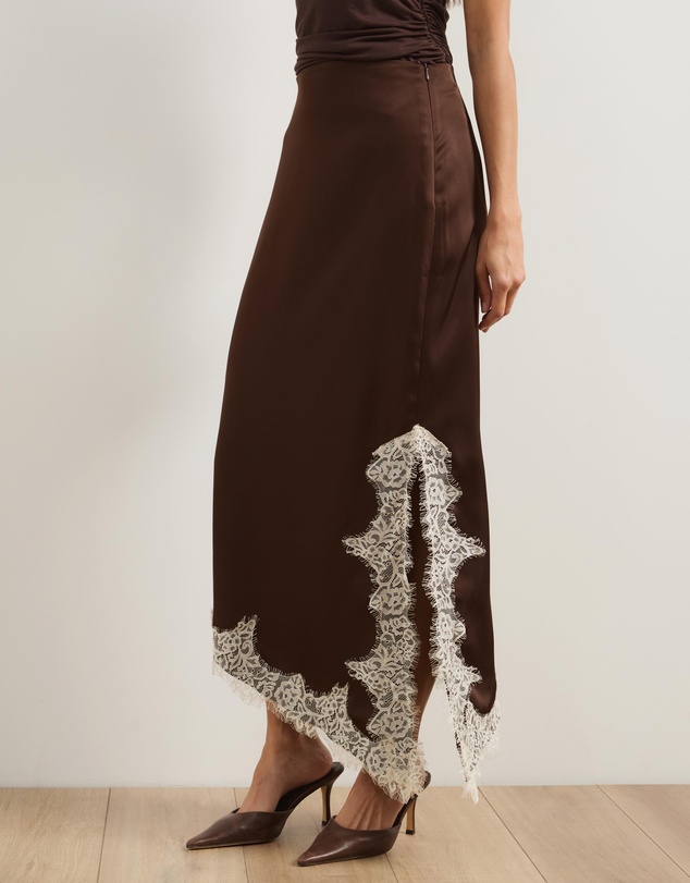 Atmos&Here - Alanna Asymmetrical Lace Side Split Midi Skirt