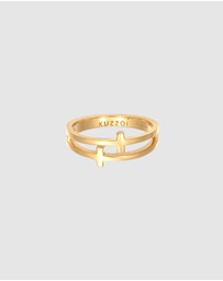 Kuzzoi - ICONIC EXCLUSIVE - Ring Men Set Basic Cross in 925 Sterling Silver Gold Plated