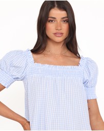 Petal & Pup - Kennedy Smock Mini Dress - Blue Gingham