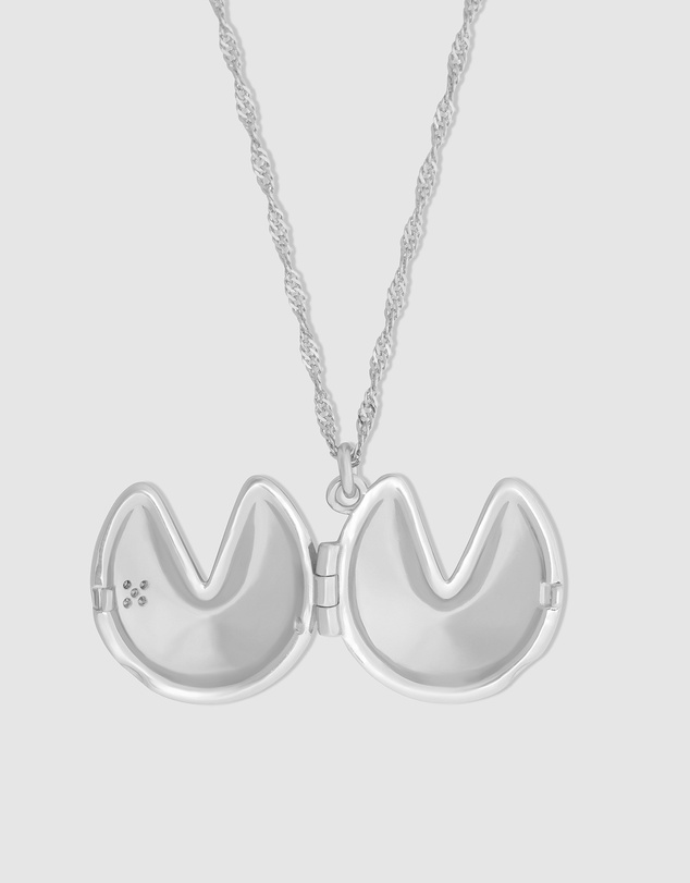 Wanderlust + Co - Fortune Cookie Silver Locket Necklace