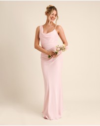 Six Stories - Cowl Front Asymmetrical Chiffon Bridesmaid Dress