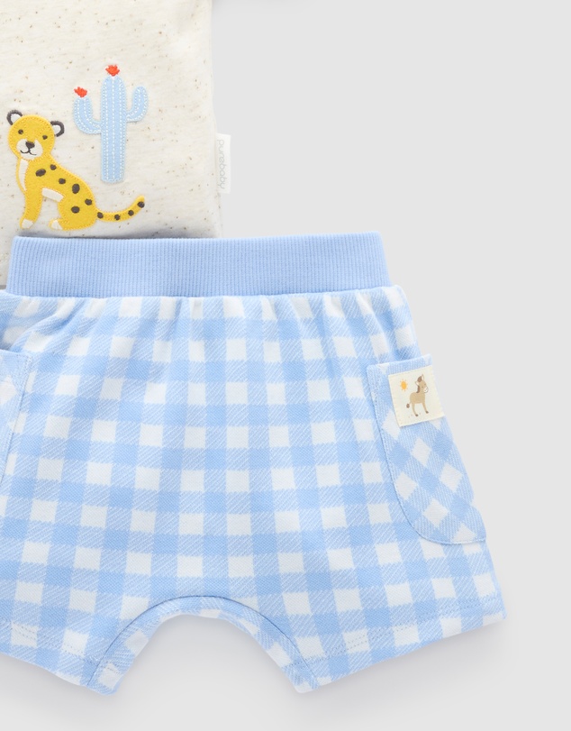Purebaby - Gingham Short and Tee Set -Kids-Babies