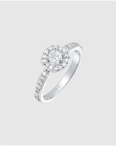 Elli Jewelry - Zirconia Solitaire Engagement Ring in 925 Silver