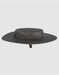 Max Alexander - Black lace-covered Boater Hat
