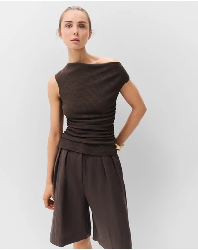UNISON - Textured Cowl Neck Top