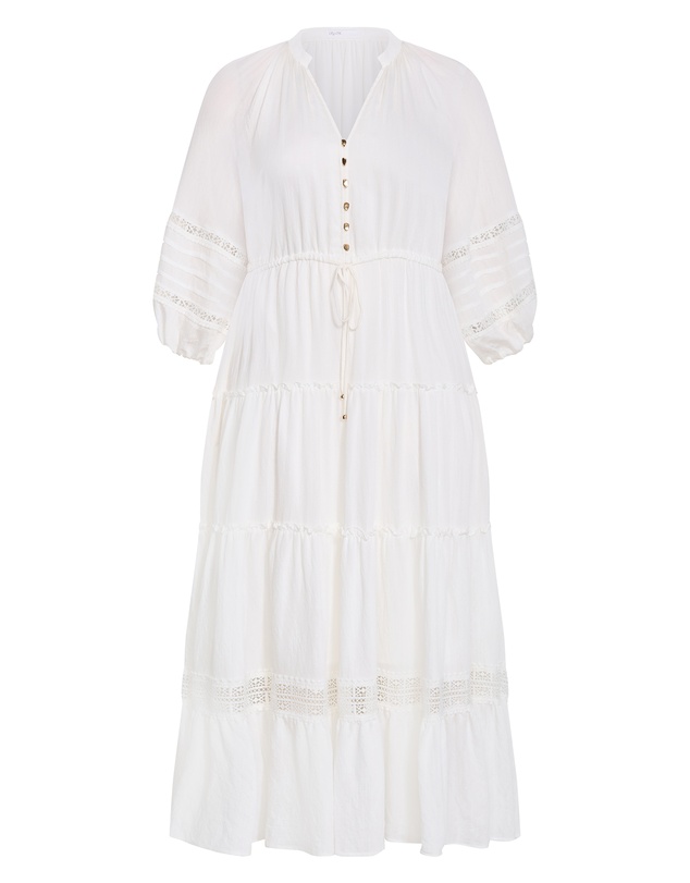 City Chic - Plus size Tiana Tier Maxi Dress - creme
