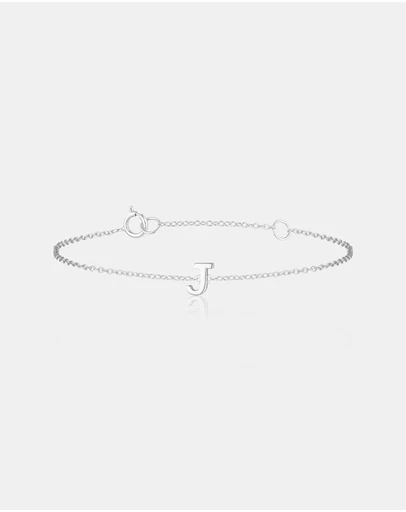 The Silver Collective - Petite A-Z Letter Bracelet - J