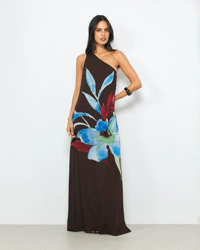 AERE - Isla One Shoulder Maxi Dress