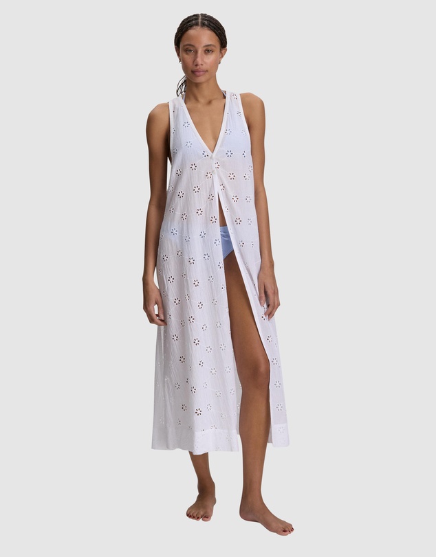 Polo Ralph Lauren - Cotton Eyelet Open Side Midi Beach Dress Cover-Up