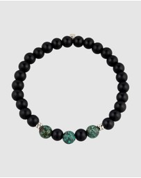 Kuzzoi - ICONIC EXCLUSIVE - Onyx and Turquoise Bead Bracelet with Sterling Silver Elements