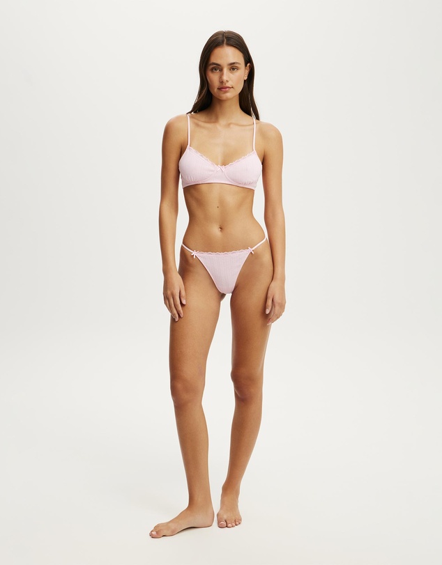 Cotton On Body - Cotton Pointelle Bralette/Tanga G String Set