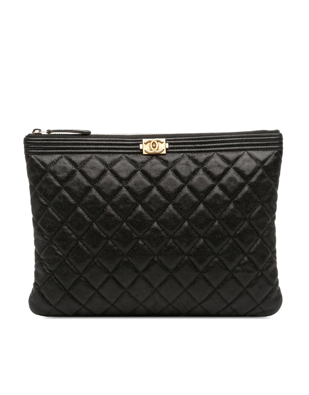 Pre-Loved by Azura Reborn - Pre-Loved Medium Quilted Caviar Boy O Case Clutch