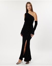 Romance by Honey and Beau - Alegra One Shoulder Diamonti Maxi Dress