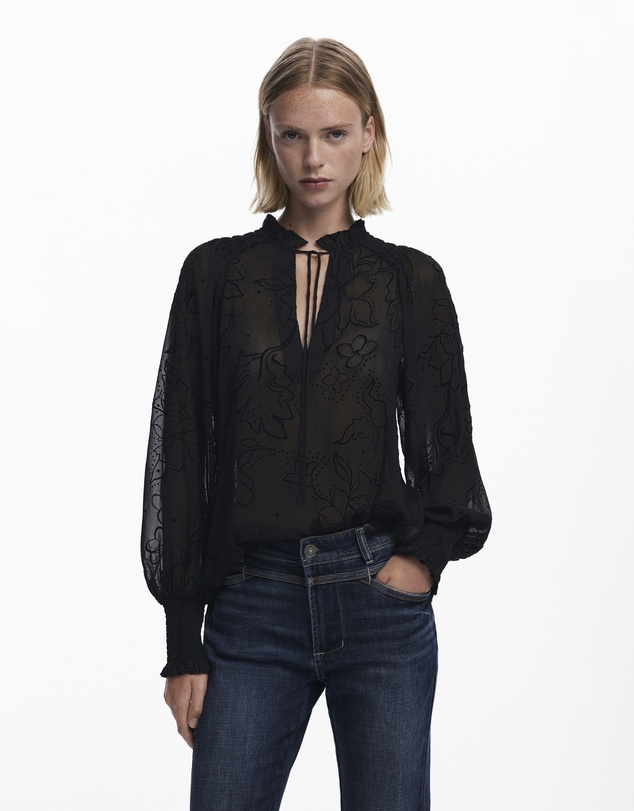 Desigual - Flocked Sheer Blouse