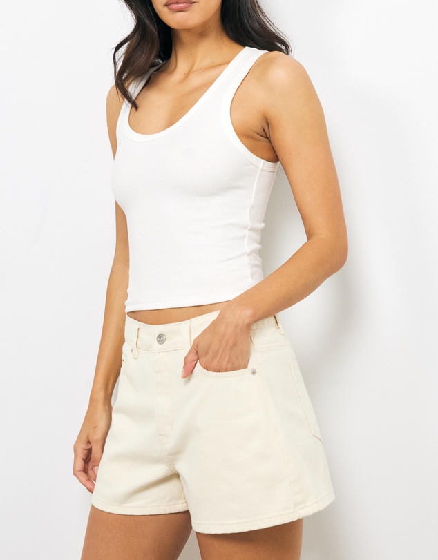 AERE - Luna Mid Rise Denim Shorts