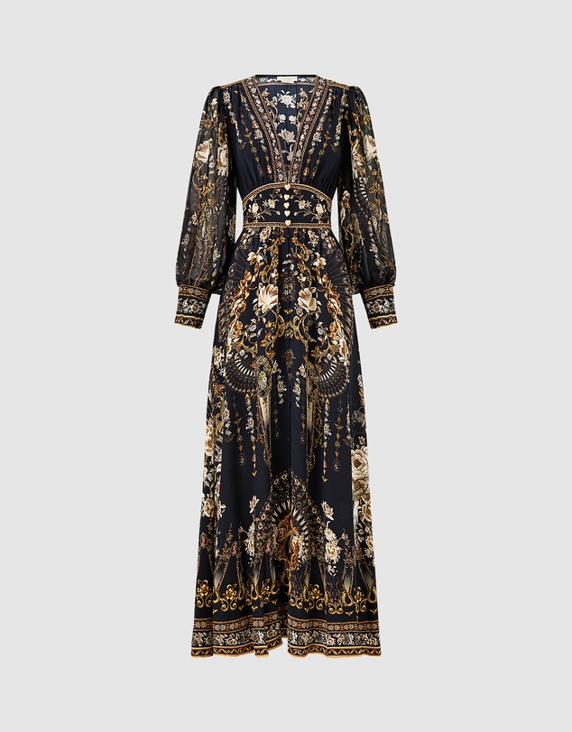 Camilla - Shaped Waistband Dress With Gathered Sleeves